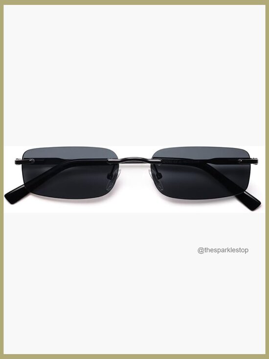 Accessories - Trendy Small Square Retro Rimless Stainless Steel Sunglasses with UV Protection